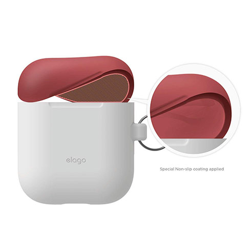Elago Airpods Silicone Duo Hang Case - NightGlow/Italian Rose, Coral Blue