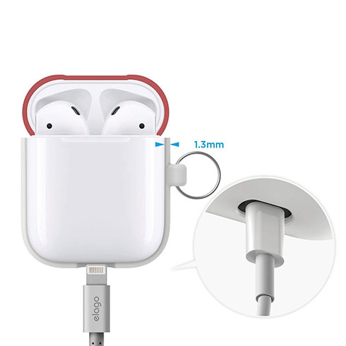 Elago Airpods Silicone Duo Hang Case - NightGlow/Italian Rose, Coral Blue