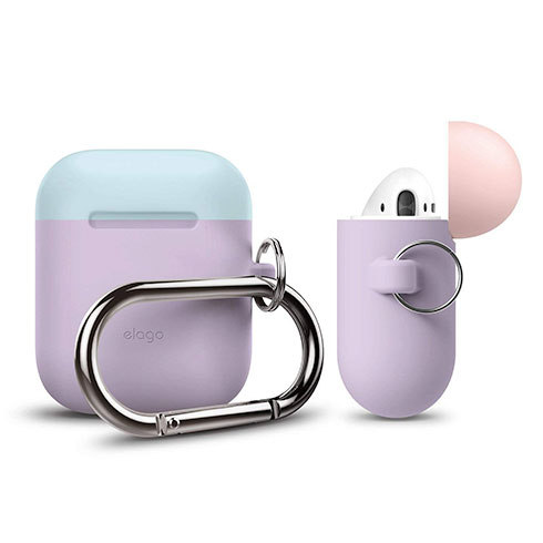 Elago Airpods Silicone Duo Hang Case - Lavender/Pink, Pastel Blue