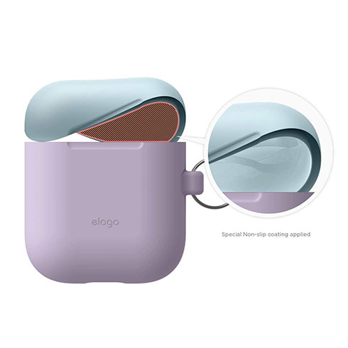 Elago Airpods Silicone Duo Hang Case - Lavender/Pink, Pastel Blue