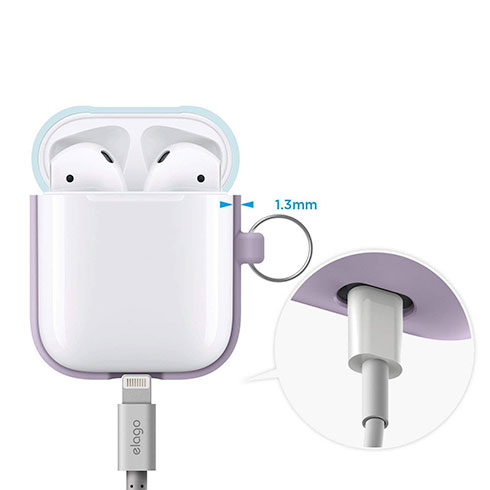 Elago Airpods Silicone Duo Hang Case - Lavender/Pink, Pastel Blue