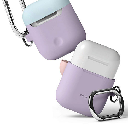 Elago Airpods Silicone Duo Hang Case - Lavender/Pink, Pastel Blue