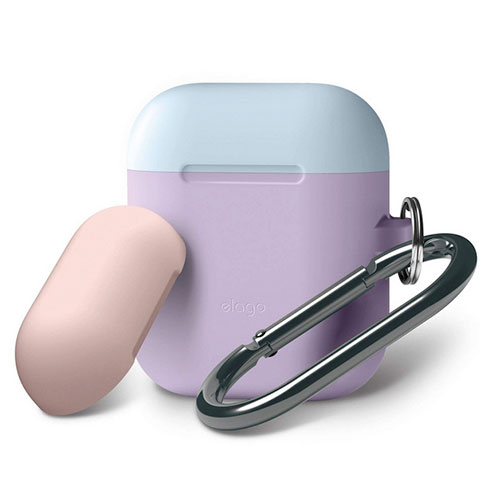 Elago Airpods Silicone Duo Hang Case - Lavender/Pink, Pastel Blue