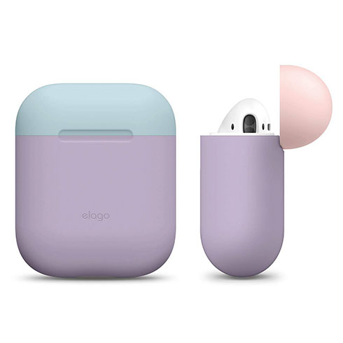 Elago Airpods Silicone Duo Case - Lavender/Pink, Pastel Blue