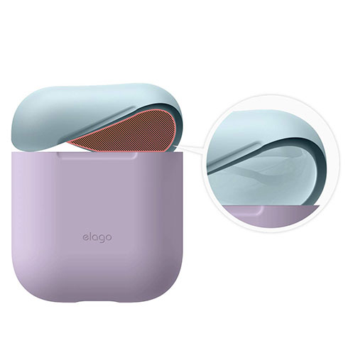 Elago Airpods Silicone Duo Case - Lavender/Pink, Pastel Blue