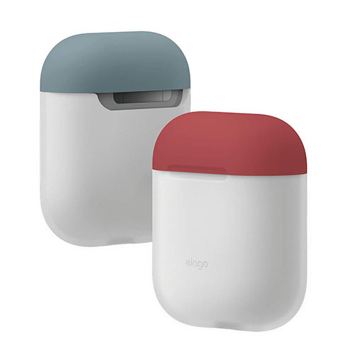 Elago Airpods Silicone Duo Case - NightGlow Blue/Pastel Blue, Pink