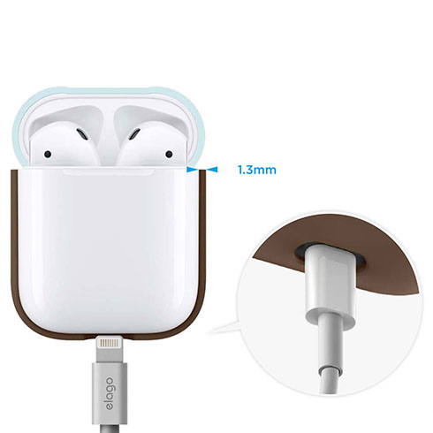 Elago Airpods Silicone Duo Case - Dark Brown/Blue,Yellow