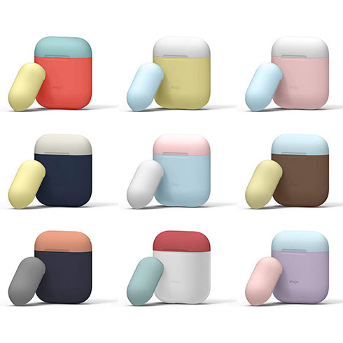 Elago Airpods Silicone Duo Case - Dark Brown/Blue,Yellow