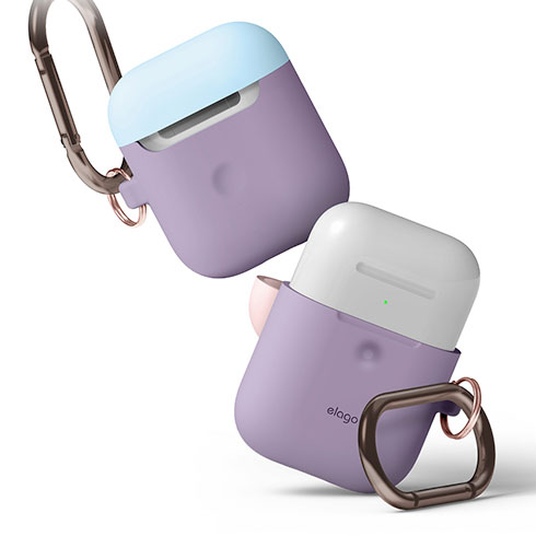 Elago Airpods 2 Silicone Duo Hang Case - Lavender/ Blue, Pink