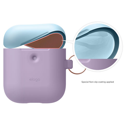Elago Airpods 2 Silicone Duo Hang Case - Lavender/ Blue, Pink