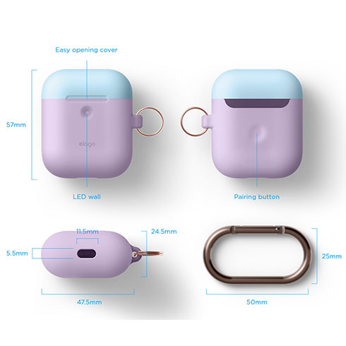 Elago Airpods 2 Silicone Duo Hang Case - Lavender/ Blue, Pink
