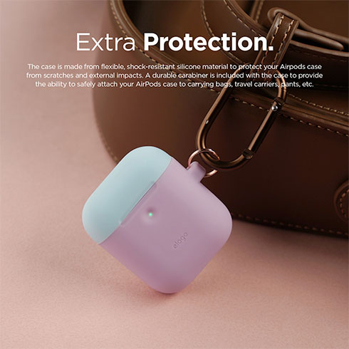Elago Airpods 2 Silicone Duo Hang Case - Lavender/ Blue, Pink