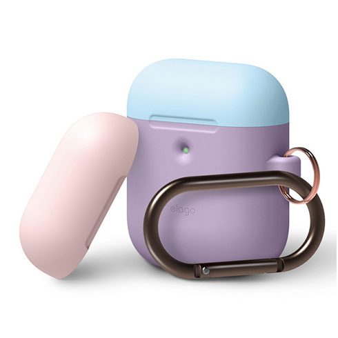 Elago Airpods 2 Silicone Duo Hang Case - Lavender/ Blue, Pink
