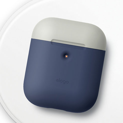 Elago Airpods 2 Silicone Duo Case-Jean Indigo/White, Yellow