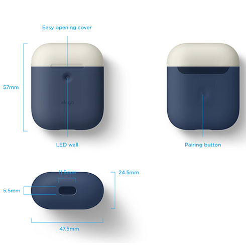 Elago Airpods 2 Silicone Duo Case-Jean Indigo/White, Yellow