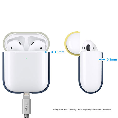 Elago Airpods 2 Silicone Duo Case-Jean Indigo/White, Yellow