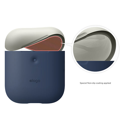 Elago Airpods 2 Silicone Duo Case-Jean Indigo/White, Yellow