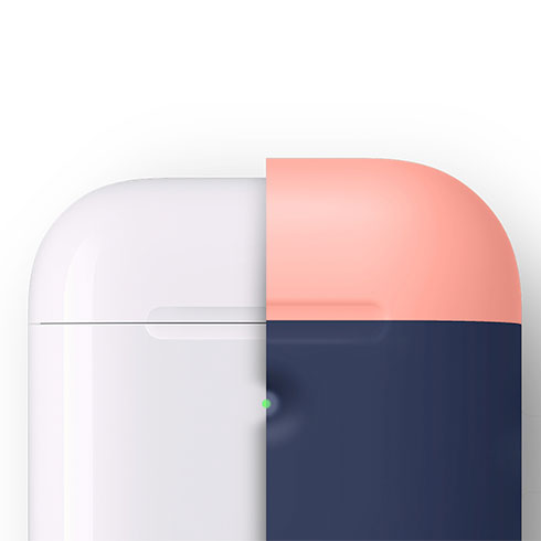 Elago Airpods 2 Silicone Duo Case - Jean Indigo/ Peach, Gray