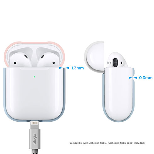 Elago Airpods 2 Silicone Duo Case - Pastel Blue/ Pink, White