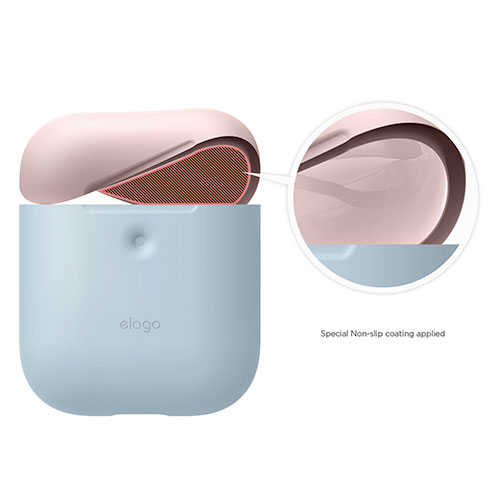 Elago Airpods 2 Silicone Duo Case - Pastel Blue/ Pink, White