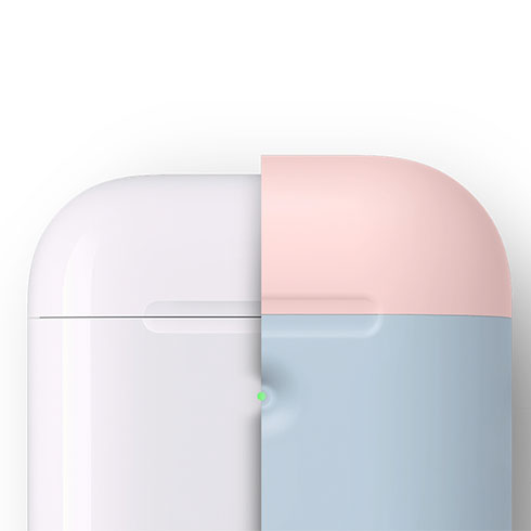 Elago Airpods 2 Silicone Duo Case - Pastel Blue/ Pink, White