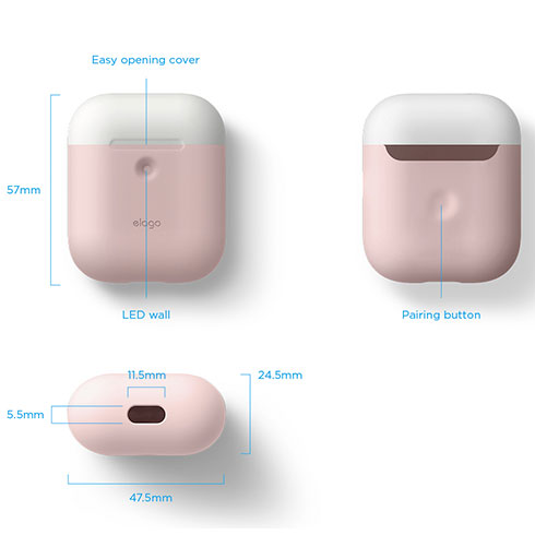 Elago Airpods 2 Silicone Duo Case-Pink/White, Blue