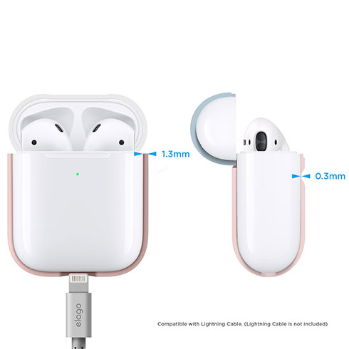 Elago Airpods 2 Silicone Duo Case-Pink/White, Blue