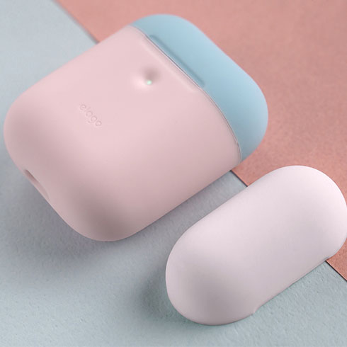 Elago Airpods 2 Silicone Duo Case-Pink/White, Blue