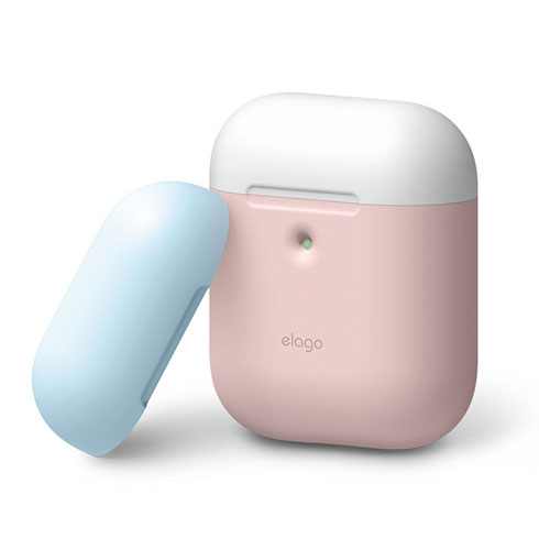 Elago Airpods 2 Silicone Duo Case-Pink/White, Blue