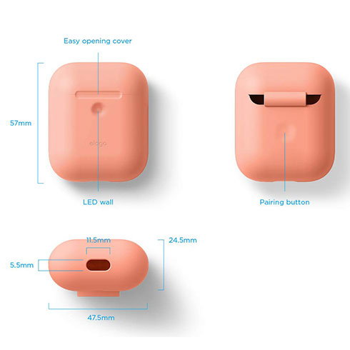 Elago Airpods 2 Silicone Case - Peach