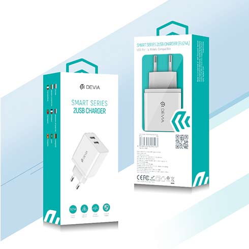 Devia sieťová nabíjačka Smart 2.4A 2 ports - White