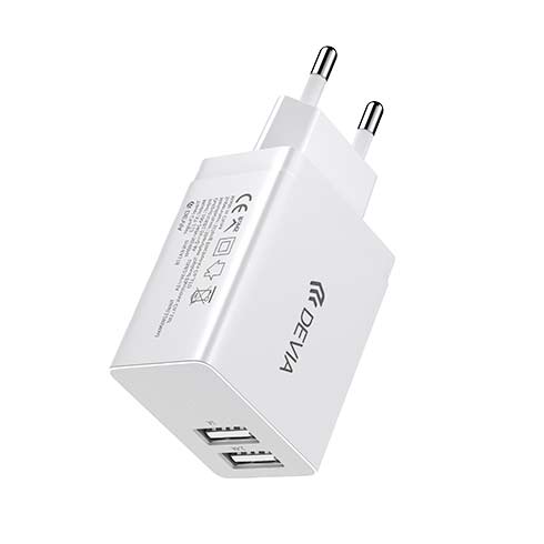 Devia sieťová nabíjačka Smart 2.4A 2 ports - White
