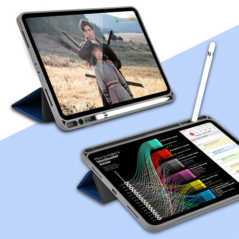 Devia puzdro Leather Case with Pencil Slot pre iPad 10.2" 2019/2020/2021 - Blue