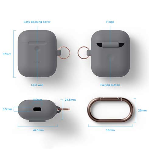 Elago Airpods 2 Silicone Hang Case - Medium Gray