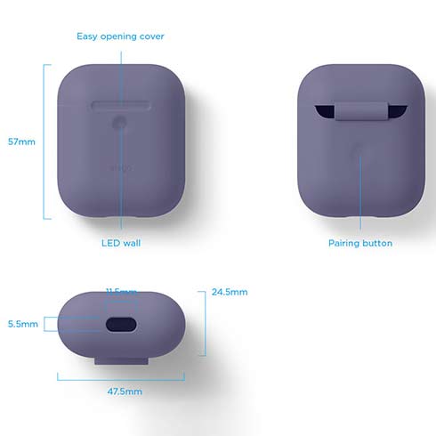 Elago Airpods 2 Silicone Case - Lavender Gray