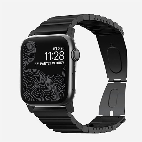 Nomad remienok pre Apple Watch 42/44/45/49 mm - Steel Band/Black Hardware