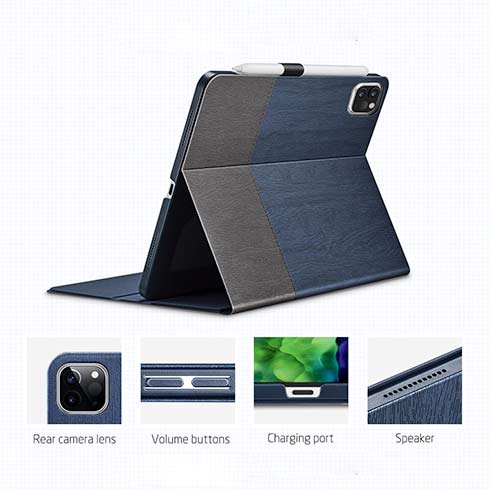 ESR puzdro Urban Premium Folio Pencil Case pre iPad Pro 12.9" 2020 - Blue/Gray