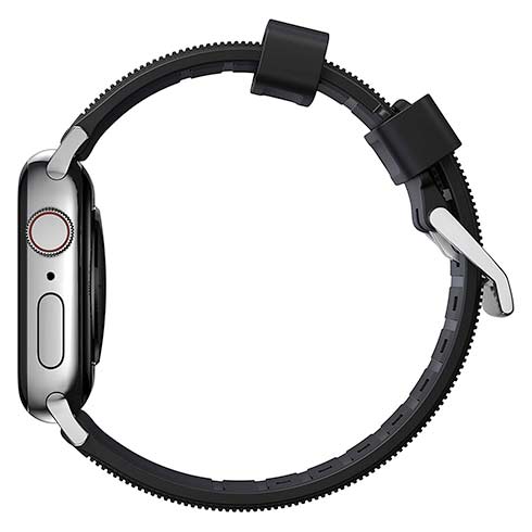 Nomad remienok Rugged Strap pre Apple Watch 44/45/49mm - Black/Silver Hardware