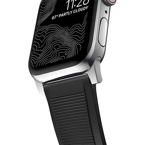 Nomad remienok Rugged Strap pre Apple Watch 44/45/49mm - Black/Silver Hardware