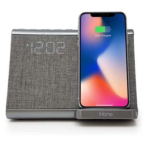 iHome Dual Alarm Clock iBTW39 with Qi Wireles Charging Black reproduktor