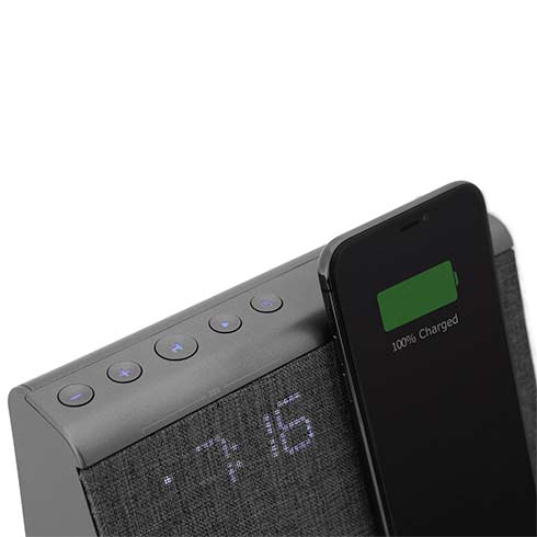 iHome Dual Alarm Clock iBTW39 with Qi Wireles Charging Black reproduktor