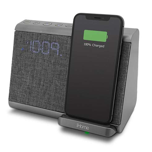 iHome Dual Alarm Clock iBTW39 with Qi Wireles Charging Black reproduktor