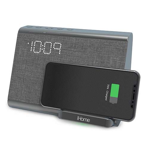 iHome Dual Alarm Clock iBTW39 with Qi Wireles Charging Black reproduktor