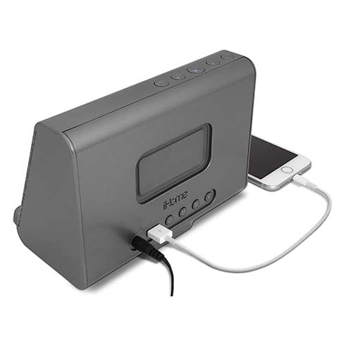 iHome Dual Alarm Clock iBTW39 with Qi Wireles Charging Black reproduktor
