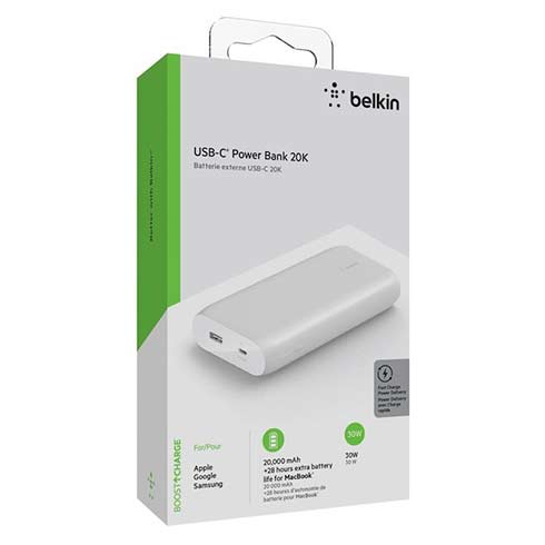 Belkin Boost Charge USB-C PD Powerbank 20K + USB-C kábel - White