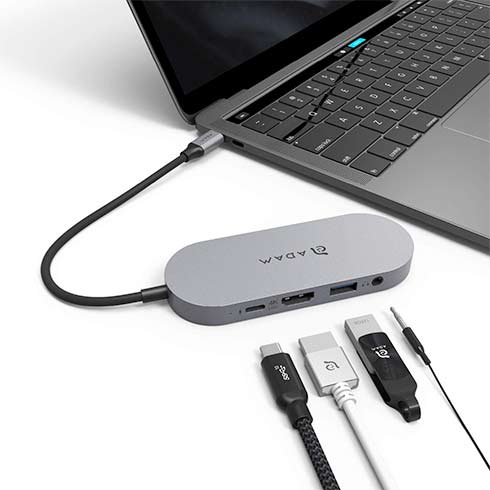 Adam Elements USB-C 3.1 5-in-1 480GB SSD Storage Hub - Grey