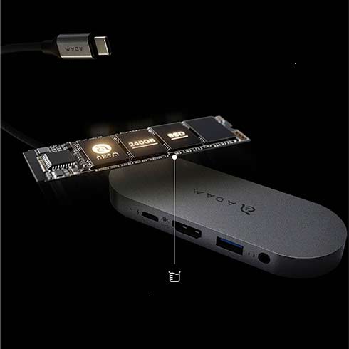 Adam Elements USB-C 3.1 5-in-1 480GB SSD Storage Hub - Grey