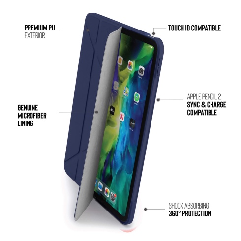 Pipetto pouzdro Origami Case pro iPad Air 10.9" 2022/2020/ iPad Air 11" M2 - Dark Blue