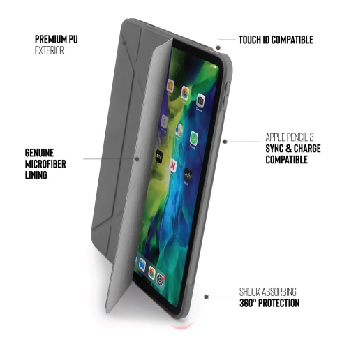 Pipetto pouzdro Origami Case pro iPad Air 10.9" 2022/2020/ iPad Air 11" M2 - Dark Grey