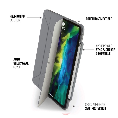 Pipetto puzdro Origami Pencil Case pre iPad Air 11" M1/M2/M3 - Dark Grey
